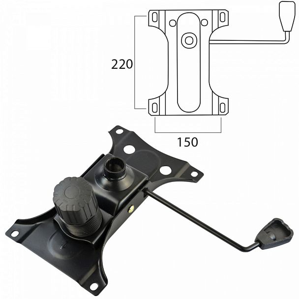 Механизм качания BRABIX "Топ-ган" для кресла, 150х220 мм, межцентровое расстояние крепежа, 532523 - Вид 1