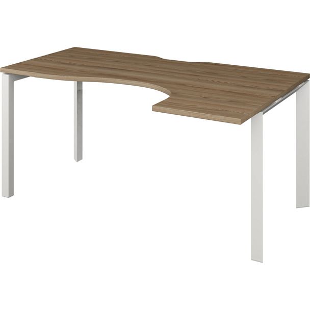 Стол эргономичный правый на металлокаркасе НТМП.П-040.ПР Дуб сафари/Белый 1400x1000x750 Аргентум-МП - Вид 1