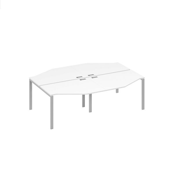 Рабочая станция каркас UNO столы (4х120) Техно A4 А4 Б1 186-2 БП белый премиум / металлокаркас серый - Вид 1