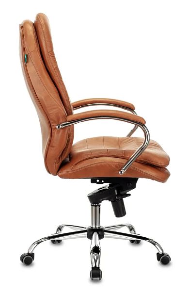 Кресло руководителя Бюрократ T-9950 рыжий Leather Ontano кожа крестов. металл хром - Вид 2