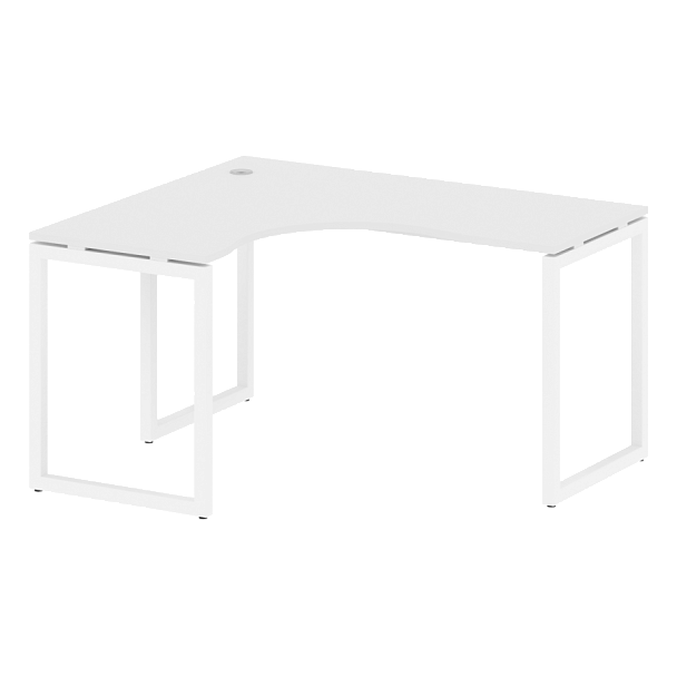 Metal System Quattro Стол криволинейный левый на О-образном м/к 40БО.СА-3 (L) Белый/Белый металл 1400*1200*750 - Вид 1