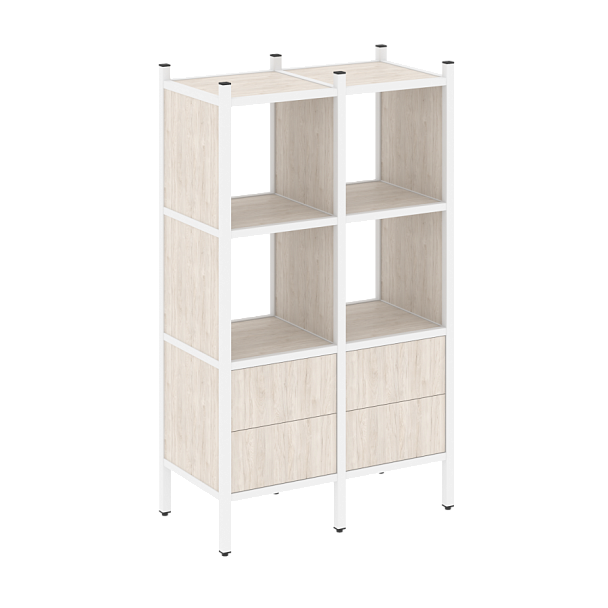 Loft Прямой стеллаж наборный VR.L-03 Денвер светлый/Белый металл 862*446*1458 - Вид 1