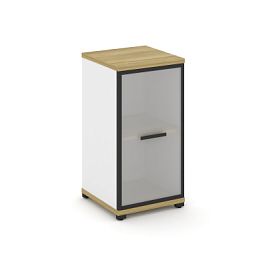 Концепт / Concept Шкаф 1 узкая секция, 2 ниши CN.STU-213 RMB B Дуб Винченцо/Белый Бриллиант/Металл Черный/Сатин 420*420*818 - Фото предпросмотра