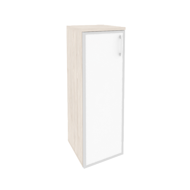 Onix Шкаф средний узкий левый O.SU-2.4 R (L) white Денвер светлый/Стекло white 400*420*1207 - Вид 1
