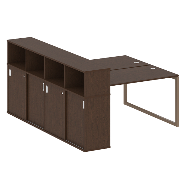 Metal System Quattro Р. ст. с шкафом-купе на О-образном м/к 40БО.РС-СШК-4.3 Т Венге/Мокко металл 1810*2332*1098 - Вид 1