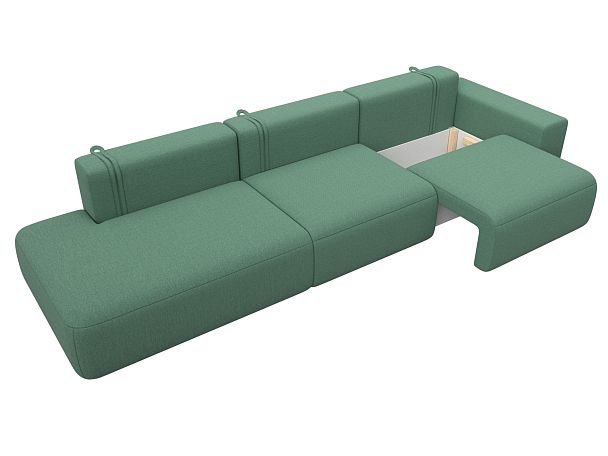 Диван прямой Лига-036 НПБ Модерн Лонг подлокотник справа Рогожка зеленый - Вид 7