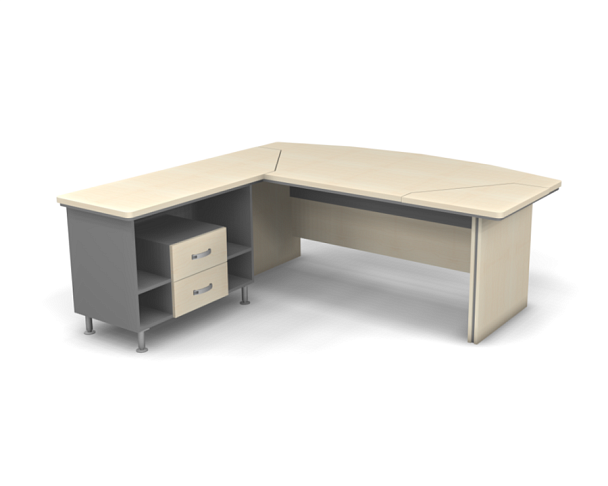 Стол руководителя угловой с вставкой L,R 1600 Берлин Береза Майнау СРУ.В 16-200 - Вид 1