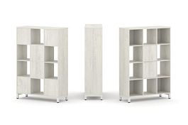 Стайл Проджект Набор стеллажа 1 сторон., 4 яр. SN.NS-431 Дуб Наварра/Металл Белый 1121*400*1615 - Фото предпросмотра