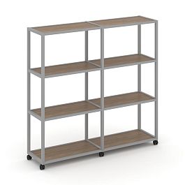 Shelf Mobile Стеллаж 4 уровня 2 секции VR.LT-STK-411.08 Дуб Аризона/Металл Серый 1570*400*1523 - Фото предпросмотра