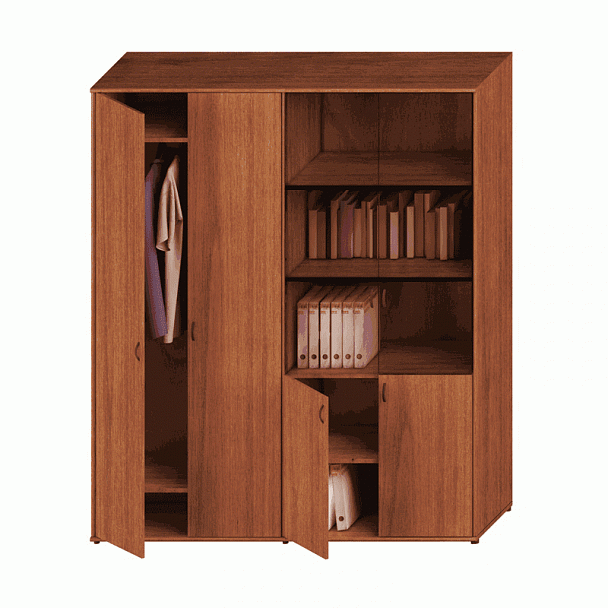 Шкаф комбинированный высокий (одежда + стекло) "Престиж" Исп.60 темный орех - Вид 1