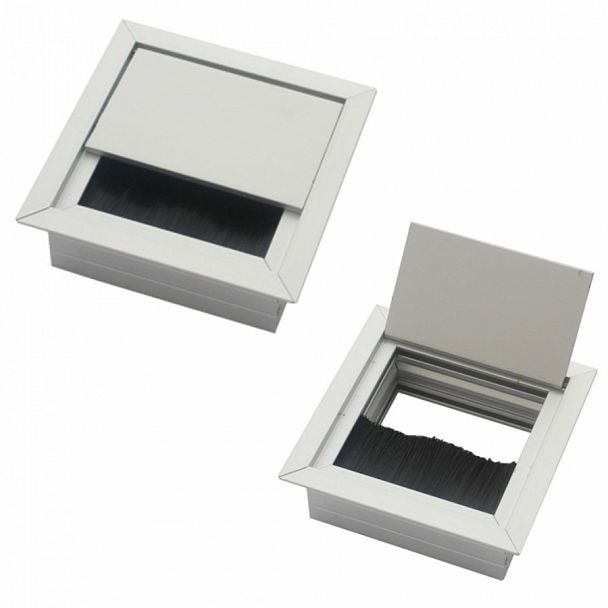 Лючок прямоугольный, металлический Кабель-менеджмент 8x8x2,8 серебристый - Вид 1