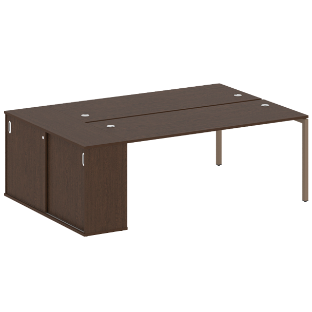 Metal System Quattro Р. ст. с шкафом-купе на П-образном м/к 40БП.РС-СШК-1.5 Т Венге/Мокко металл 2210*1475*750 - Вид 1