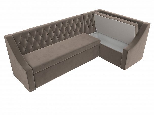 Кухонный угловой диван Мерлин правый (полностью велюр коричневый) - Вид 6