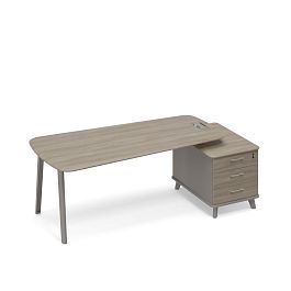 Стoл руководителя (тип 3) опорная тумба малая Time metal ТМ М1 120 МП ВЛ ВЛ мокко премиум (корпус) / вяз либерти (столешница, топ, фасад) - Фото предпросмотра