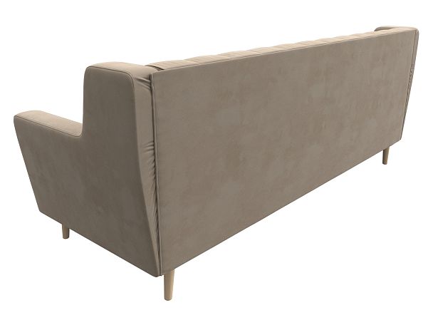 Прямой диван Брайтон 3 Люкс (полностью велюр бежевый) - Вид 6