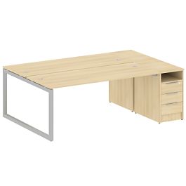 Metal System Quattro Р. ст. с тумбой на О-образном м/к 50БО.РС-СТП-2.5 Акация/Серый металл 2212*1475*750 - Фото предпросмотра