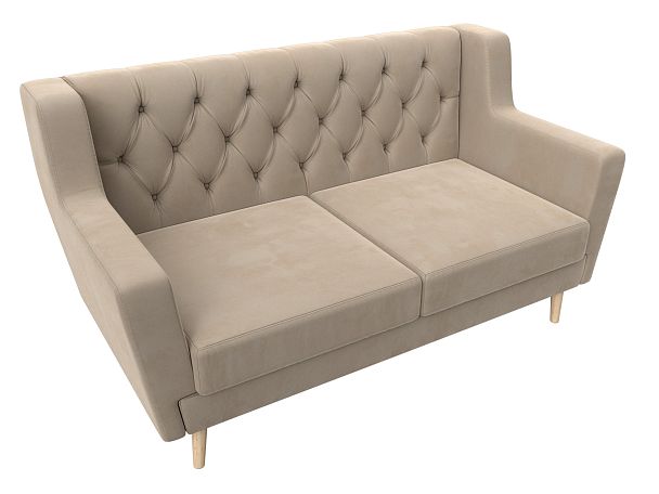 Прямой диван Брайтон 2 Люкс (полностью велюр бежевый) - Вид 5