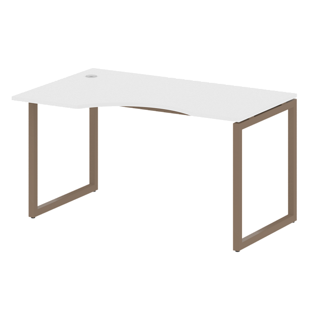 Metal System Quattro Стол криволинейный левый на О-образном м/к 40БО.СА-2 (L) Белый/Мокко металл 1400*900*750 - Вид 1