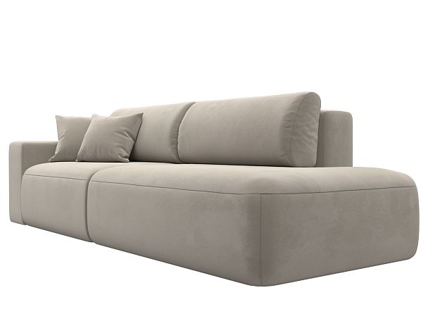 Диван прямой Лига-036 Модерн подлокотник слева Микровельвет бежевый - Вид 4