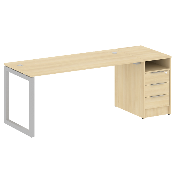 Metal System Quattro Р. ст. с тумбой на О-образном м/к 50БО.РС-СТП-1.4 Акация/Серый металл 2012*720*750 - Вид 1