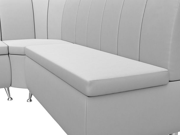 Кухонный угловой диван Кантри левый (полностью экокожа белая) - Вид 4