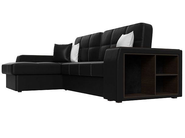 Угловой диван Брюссель левый (полностью экокожа черная) - Вид 3