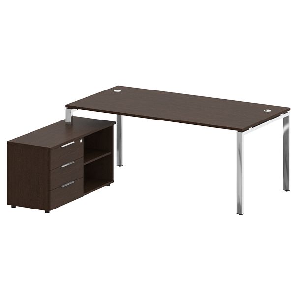 Metal System Direct Стол руковододителя с тумбой левый БГ.СРТ-5.9 (L) Венге/Нерж. сталь 1900*1720*750 - Вид 1