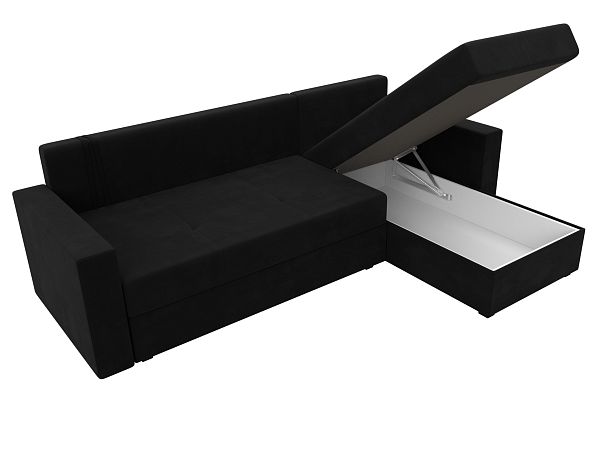 Диван угловой Верона Лайт угол правый (полностью вмикровельвет черный) - Вид 9