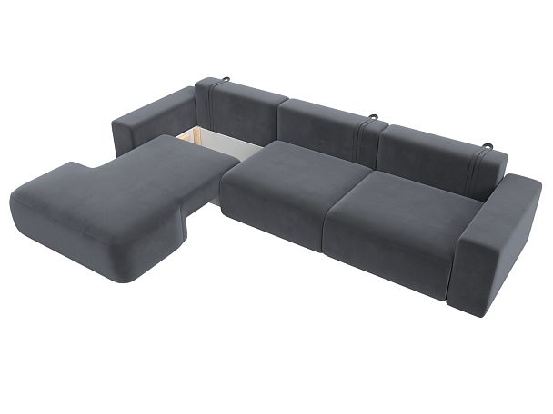 Диван угловой Лига-036 Классик Лонг левый угол Велюр серый - Вид 7
