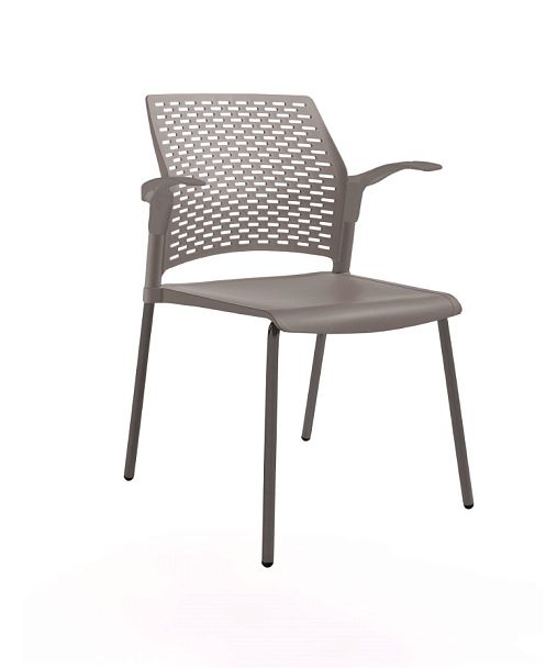 REWIND стул с открытыми подлокотниками каркас черный/пластик серый "Кресла для посетителей"  ТК-001854000015 серый - Вид 1