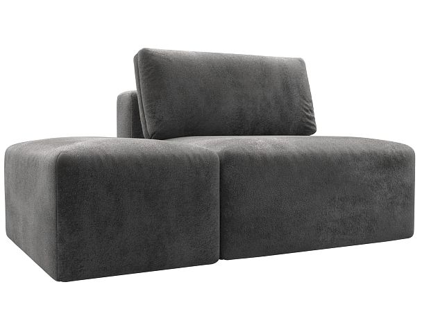 Модули диван и пуф Лига-060 НПБ Велюр серый - Вид 2
