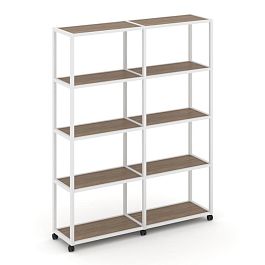 Shelf Mobile Стеллаж 5 уровней 2 секции VR.LT-STK-511.12 Дуб Аризона/Металл Белый 2370*400*2000 - Фото предпросмотра