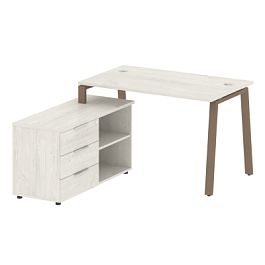 Metal System Р. ст. с тумбой на А-образном м/к БА.РС-СТС-2.2 (L) Дуб наварра/Мокко металл 1300*1520*750 - Фото предпросмотра