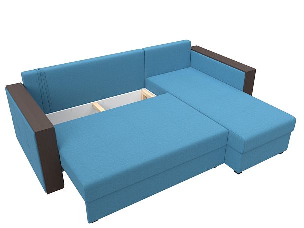 Диван угловой Валенсия Лайт правый угол Рогожка голубой - Вид 7