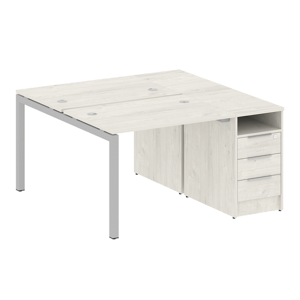 Metal System Quattro Р. ст. с тумбой на П-образном м/к 50БП.РС-СТП-2.1 Дуб наварра/Серый металл 1412*1475*750 - Вид 1