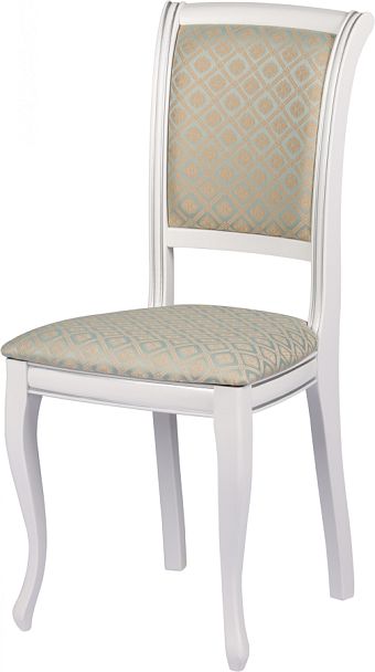 Комплект деревянных стульев с мягким сиденьем Арктос Белый с серебряной патиной/Бирюзовый жаккард, 4 шт. - Вид 1