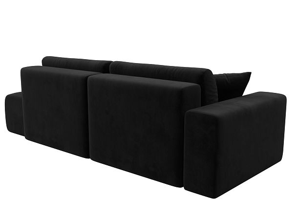 Диван прямой Лига-036 Модерн подлокотник слева Велюр черный - Вид 5