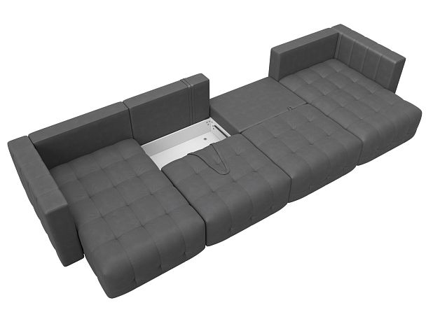 Диван П-образный Лига-052 НПБ Лонг Замша серый - Вид 8