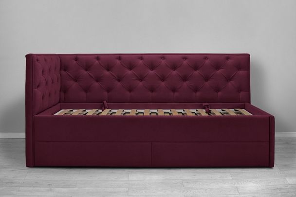 Кровать «Порше», каретная стяжка с доп. спальным местом, розовая - Вид 2