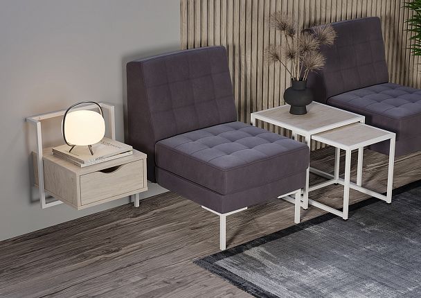 Тумба навесная "Loft" (крепление к стене) VR.L-SY1 Денвер Светлый/Белый - Вид 2