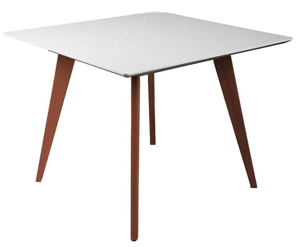 Стол Лунд 960*960 мрамор Бьянко Темный орех - Вид 1