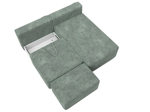 Диван угловой модульный с пуфом Лига-060 НПБ угол универсальный Велюр зеленый - Вид 7