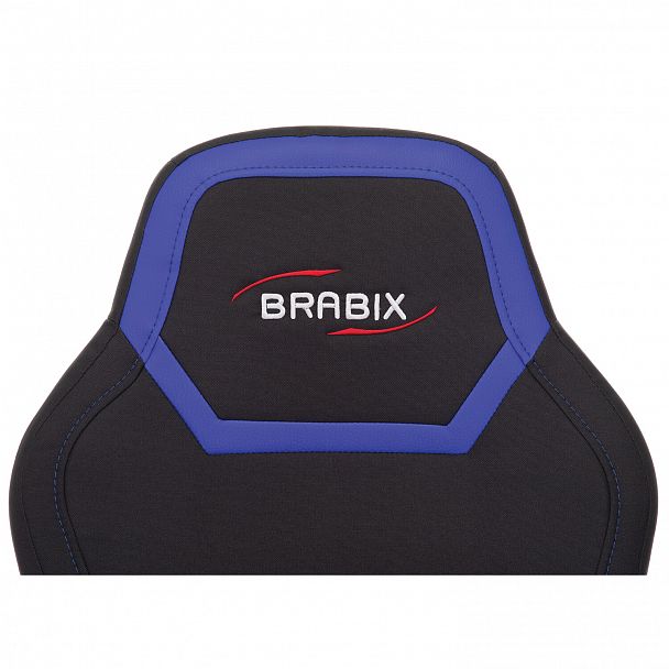 Кресло компьютерное BRABIX "Alpha GM-018", ткань/экокожа, черное/синее, 532638, GM-018_532638 - Вид 6