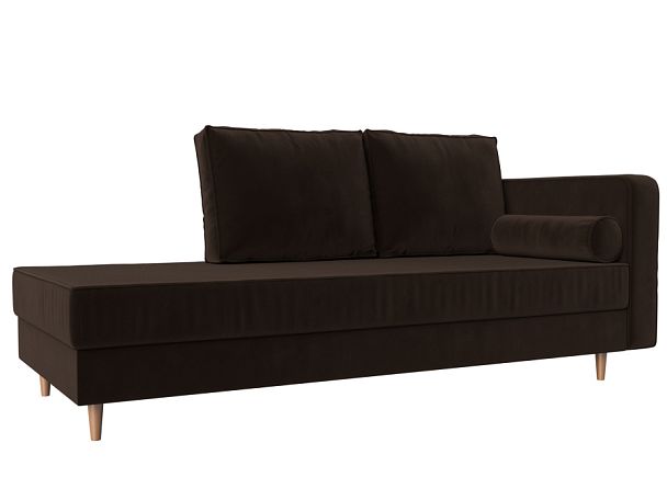 Кушетка Прайм правый (полностью микровельвет коричневый) - Вид 1