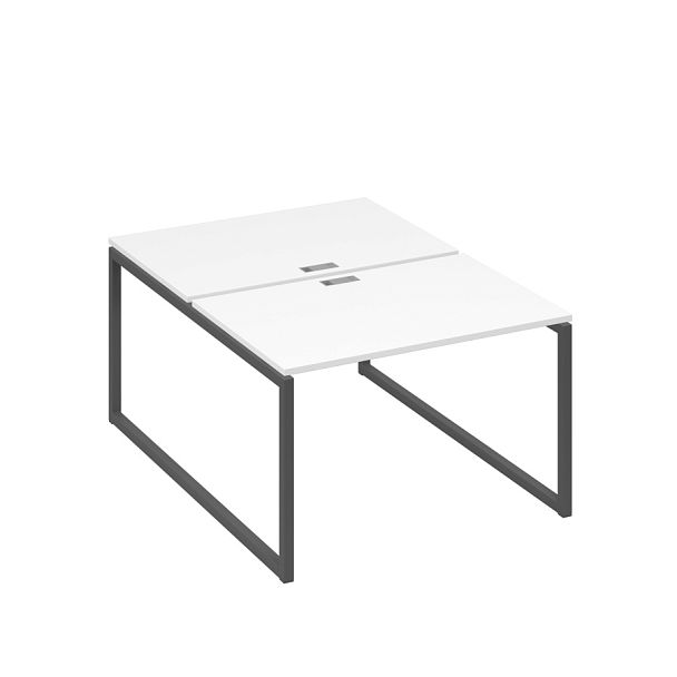 Станция офисная (2х120) на металлокаркасе QUATTRO A4 А4 Б4 176 БП белый премиум / металлокаркас антрацит - Вид 1