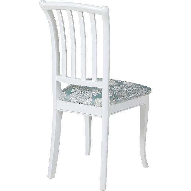 Комплект деревянных стульев с мягким сиденьем Бэль Белая эмаль/Бирюзовый жаккард, 2 шт. - Вид 4