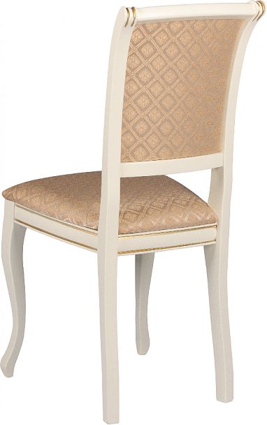 Стул деревянный с мягким сиденьем Арктос Слоновая кость с золотой патиной/Бежевый жаккард - Вид 5