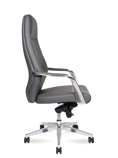 Кресло офисное / Capital Grey / алюминиевая  база / серая экокожа - Вид 3