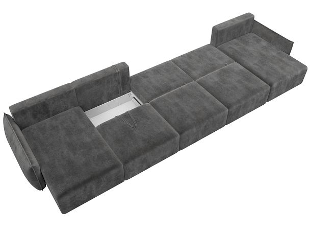 Диван п-образный Лига-051 НПБ МегаЛонг Велюр серый - Вид 9