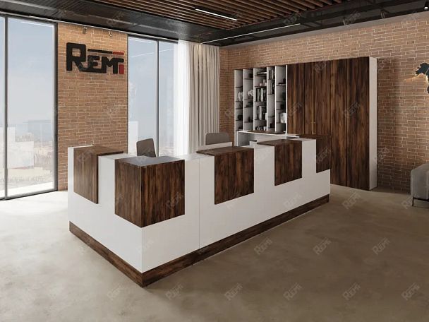 RTD094-340-SH ТАНДЕМ / TANDEM Стойка ресепшн П-образная -340 3400х700х1200 Таксония шоколадная - Вид 4